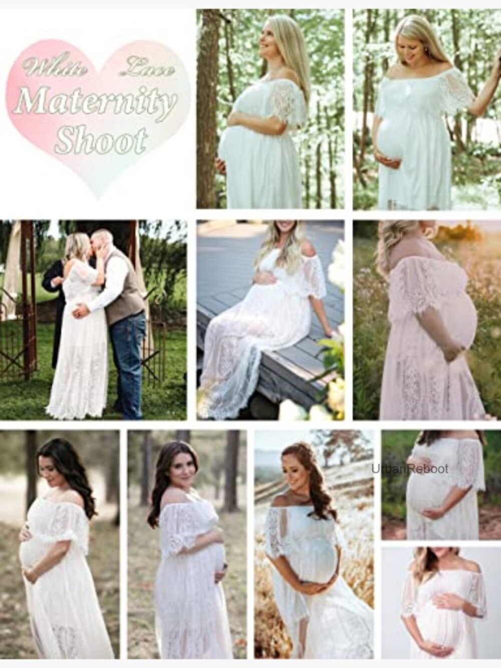 Off Shoulder Floral Lace Maxi Dress for Wedding Maternity Photoshoot Long - Picture 6 of 7
